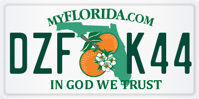 FL license plate DZFK44