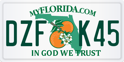FL license plate DZFK45