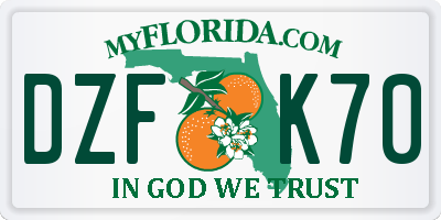 FL license plate DZFK70