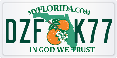 FL license plate DZFK77