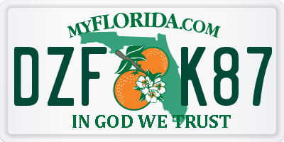 FL license plate DZFK87