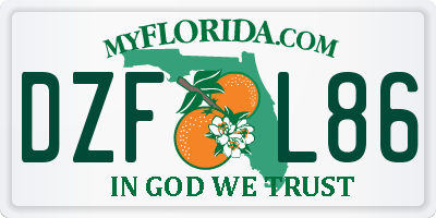 FL license plate DZFL86