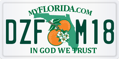 FL license plate DZFM18