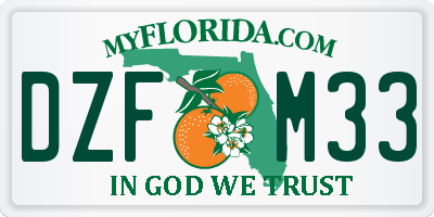 FL license plate DZFM33