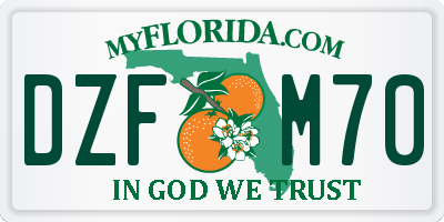 FL license plate DZFM70