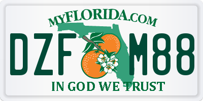 FL license plate DZFM88