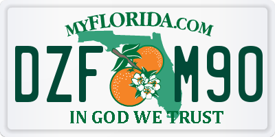 FL license plate DZFM90