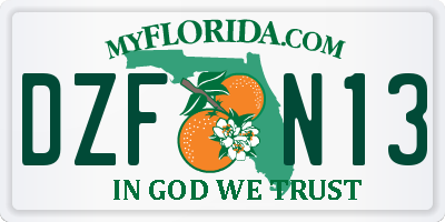 FL license plate DZFN13