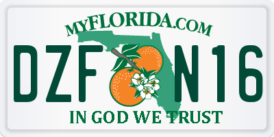 FL license plate DZFN16