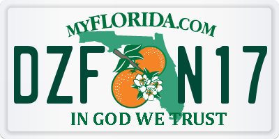 FL license plate DZFN17