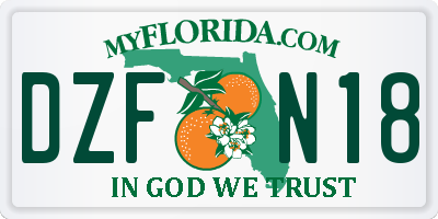 FL license plate DZFN18