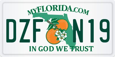 FL license plate DZFN19