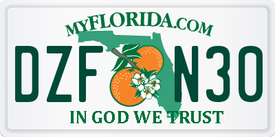 FL license plate DZFN30