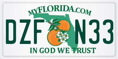 FL license plate DZFN33