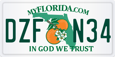 FL license plate DZFN34