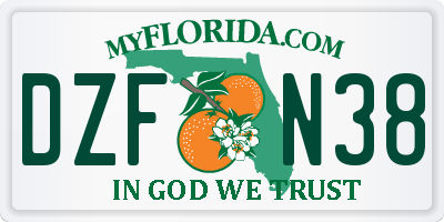 FL license plate DZFN38