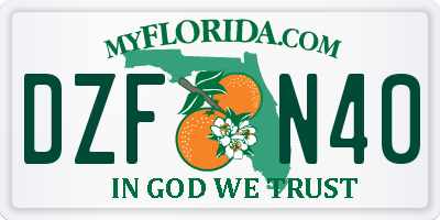 FL license plate DZFN40