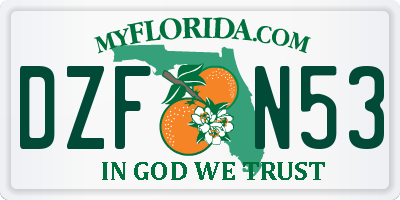FL license plate DZFN53