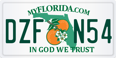 FL license plate DZFN54