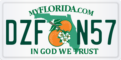 FL license plate DZFN57