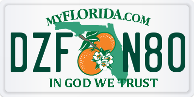 FL license plate DZFN80