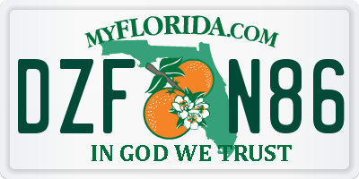 FL license plate DZFN86