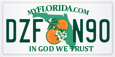 FL license plate DZFN90