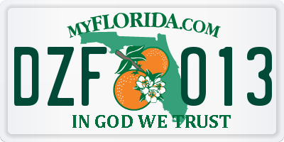 FL license plate DZFO13