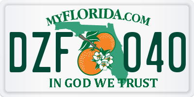 FL license plate DZFO40
