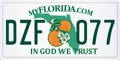 FL license plate DZFO77