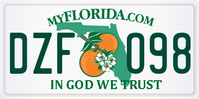 FL license plate DZFO98
