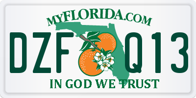 FL license plate DZFQ13