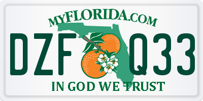 FL license plate DZFQ33