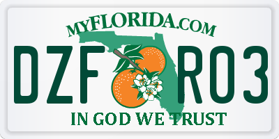 FL license plate DZFR03