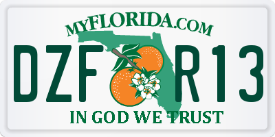 FL license plate DZFR13