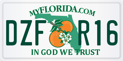 FL license plate DZFR16