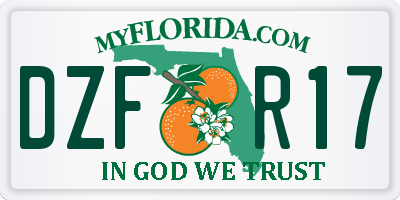 FL license plate DZFR17