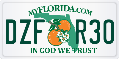 FL license plate DZFR30