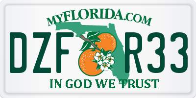 FL license plate DZFR33