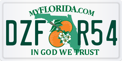FL license plate DZFR54