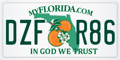 FL license plate DZFR86