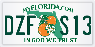 FL license plate DZFS13