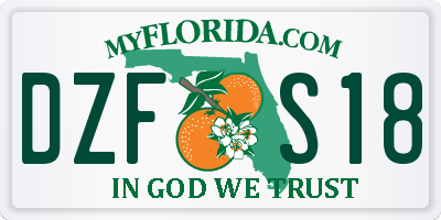 FL license plate DZFS18