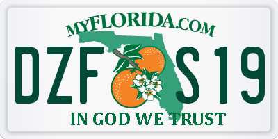 FL license plate DZFS19