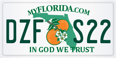 FL license plate DZFS22