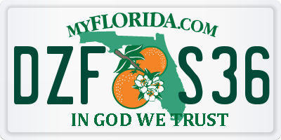 FL license plate DZFS36