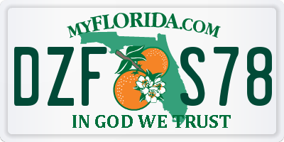 FL license plate DZFS78