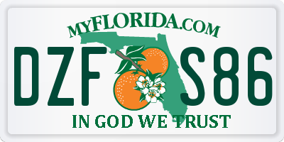FL license plate DZFS86