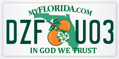 FL license plate DZFU03