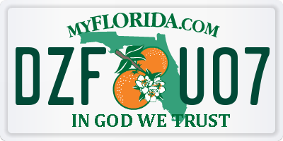 FL license plate DZFU07
